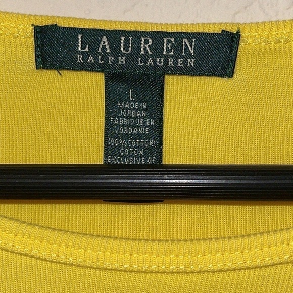 Lauren Ralph Lauren Yellow signature Logo Long Sleeve Crew T Shirt Sz. L - Picture 5 of 6